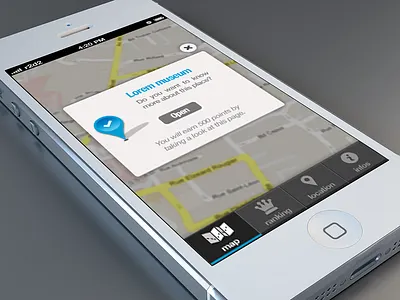 Geoloc game app apps game geoloc iphone iphone5 location map pin pins popup tab tabbar tabs