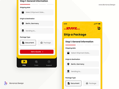 DHL | App Redesign app brand branding clean delivery app design express fresh graphic design identity logo minimal mobile app online platform shipping typography ui ux web yellow