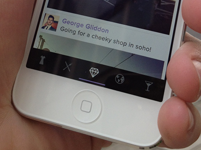 Flossin - What's Flossin app avatar bottom clean clothes comments diamond drink feed flossin food george globe icons ios iphone minimal nav network news sleek social white world