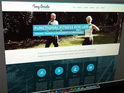 Fitness Redesign blue brochure site buckets circles icons logo open sans sosa web design website