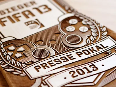 EA Presse Pokal aro cup ea electronic arts illustration laser laserworks wood