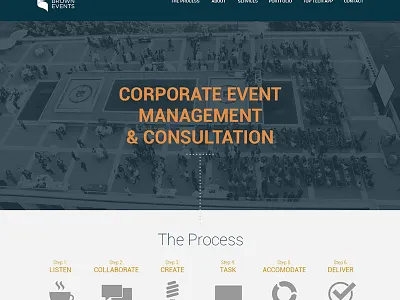 Sara Brown Events site almost flat homepage visual design website