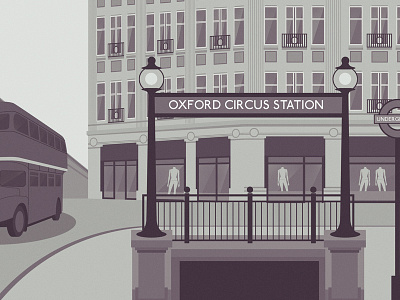 Oxford Circus background digital illustration landscape london scene