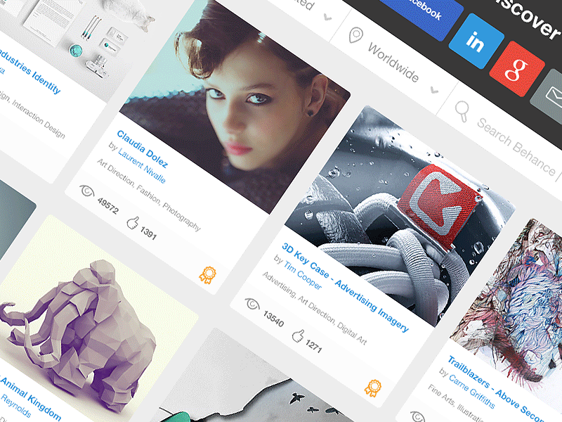 Behance Flat activity behance feed flat home interface landing pastel social stream ui ux