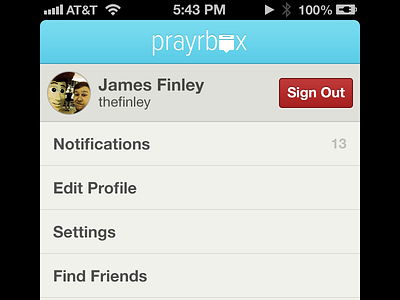 Prayrbox New Account Screen comments iphone mobile prayer prayrbox social