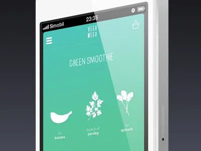 Vegamega mobile application app food green healthy illustration ios iphone mobile recipe recipes