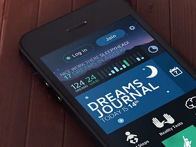 Lucid Dreaming main screen WIP android app bed calendar dream dream journal dreams journal lucid lucidity moon nap samborek sleep