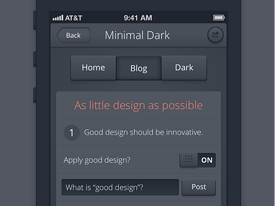 Minimal iPhone Dark iphone sketch ui kit
