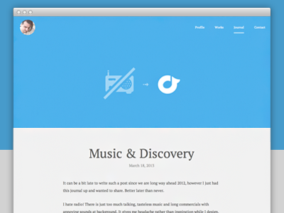Journal design blog journal music oykun post radio rdio web web ui website