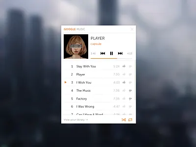 Google Music Mini-Player (PSD) flat mini music player psd ui