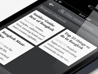 Saved articles grid dark dcovery list