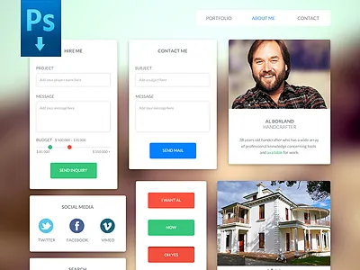 UI Kit – Free download budget button buttons design download font free freebie freelancer google google font gui icon icons lato menu metro navi navigation portfolio social ui user interface ux website