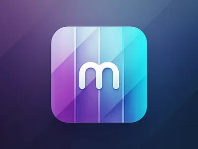 Memoir Icon apple icon idea identity ios ipad iphone letter m memoir memory process purple reflections simple sketch