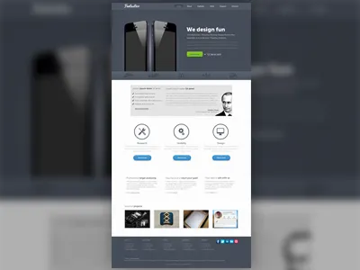 Fantastico - Freebie landing page app blue button cta design download free freebie grey landing landing page landingpage light page psd site template ui ux web webdesign website webtemplate