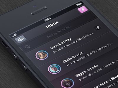 Inbox / Mailbox dark inbox interface mail mailbox search ui