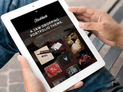 Introducing Flashback - A Jaw Dropping Portfolio Theme clean cool creadivs creative css3 envato flashback html5 ipad jaye menu minimal responsive retina shorti theme themeforest white wordpress wp