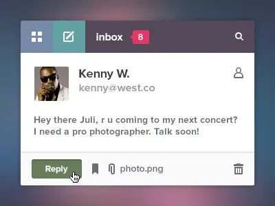 Email widget attachment button compose delete email flat icon kenny mac osx reply ui ux widget