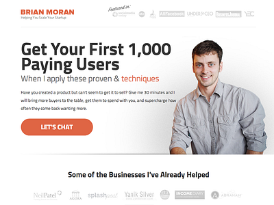 Brian Moran - Landing page adaptive brian moran business clean entrepreneur home page landing page marketer marketing online personal page products responsive startup testimonials ui