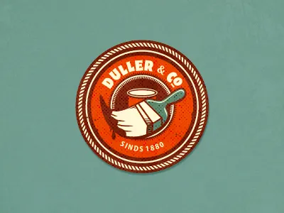 Duller & Co (wip) adline badge branding brassai brush can color colored emblem friendly helpful label logo out of the box paint personal retro shop special szende traditional vintage