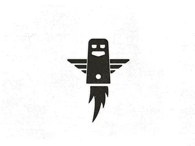 Computer Rocket branding computer flying icon logo network robot rocket wings