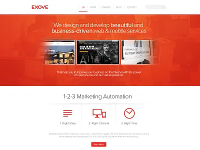 Exove Redesign brandious design exove full gradient header landing landing page orange portfolio red redesign transparent trendy web white