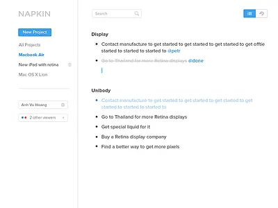 Napkin app app clean task paper ui webb