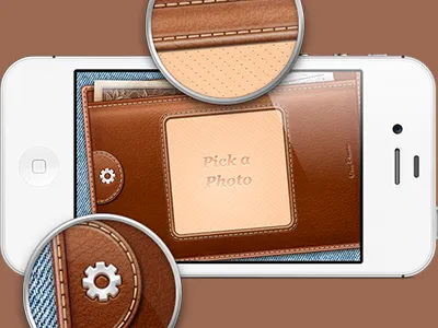 OnePhoto Iphone App app brown interface leather photo ui