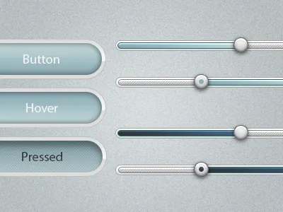 Soft Buttons and Sliders - PSD Download. blue button dark design download free kit psd slider ui