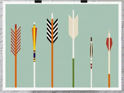 Arrows Print arrows fab flat geometric green illustration orange poster print sale