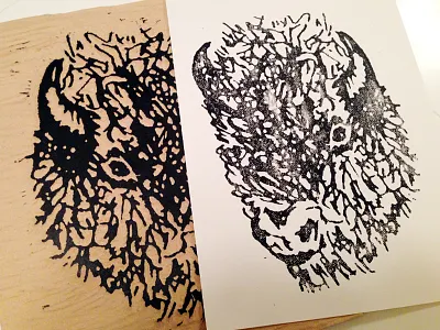 Bison Block Print bison block print buffalo wood woodblock
