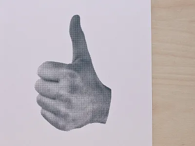 Good Job / Bad Job one color screenprint thumbs down thumbs up