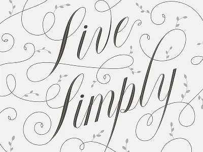 Live Simply custom type delicate flourish leafs live script simply swirls swirly typography