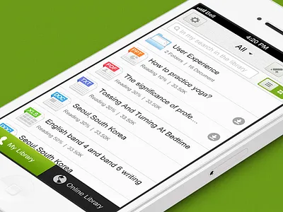 My library app concise green ios iphone ui