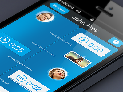 Hipaachat - Conversation App app application audio avatar bar chat circles conversation ico interface ios iphone line menu mobile navigation pause photo photoshop play search tab time top