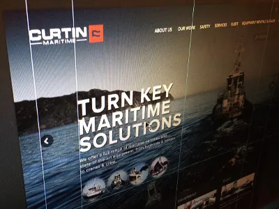 Visual Design for Tug & Barge Company boat fluid layout front end design full screen background horizon large background marine maritime mountain ocean oceanic outdoors responsive rough draft sea ships towing ui design ux design uxui view visual design