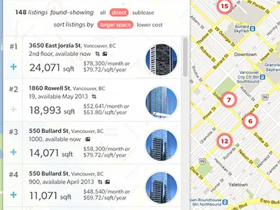 Searching for an office space find list map office search space webapp