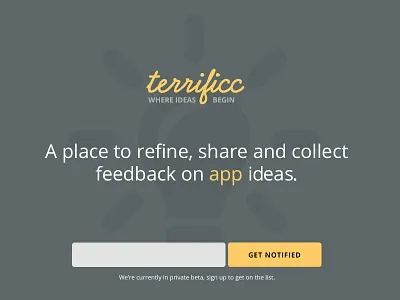 Terrificc Teaser Page flat form freshthrills idea landing notified onepage page signup
