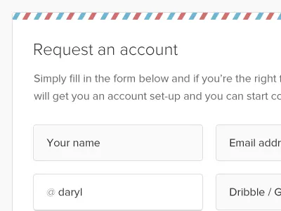 Request an account account form ui web