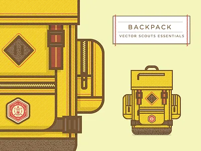 Vector Scouts Backpack Launch backpack camp icon illustration pack pattern resources seamless strap texture travel typography vector