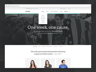 Sevenly Redesign adelle cart clock clothing header menu navigation product sevenly shirt shopping slider ui username ux