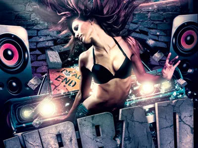Urban Bash advertising bash blocks car city club dance design effects electro event flyer grunge hip hop light motion music neon night party poster print sexy smash speaker street template urban urban flyer wall