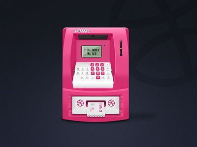 Dribbble Invite atm creative dribbble giveaway icon illustration invite jerrychen machine ui
