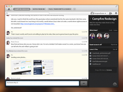 Campfire / Redesign concept app campfire chat osx redesign ui