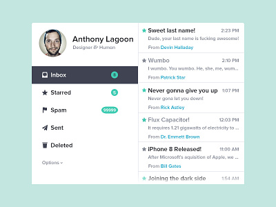 Mail Widget alagoon app email flat flat design flat ui free inbox mail mail app minimal psd ui widget