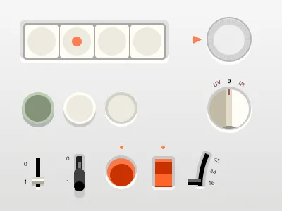 Flat Braun UI (.psd) braun buttons dieter flat gui level rams skeu switch ui