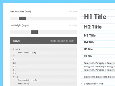 Em Baseline Generator css design font size futura line height ratio resource tool typography ui website