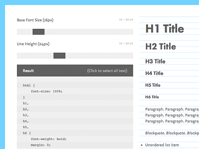 Em Baseline Generator css design font size futura line height ratio resource tool typography ui website