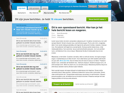Messages Login V3 16 colomn grid. blue responsive ui web design websafe font.