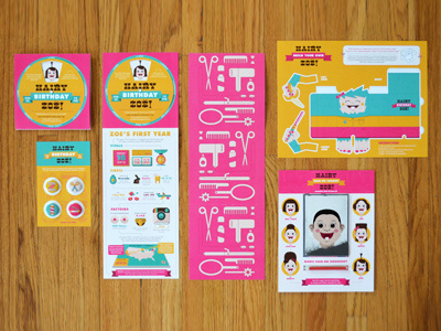 Hairy Birthday Zoë - Overall birthday buttons craft hairy illustration infographic paper sasquatch