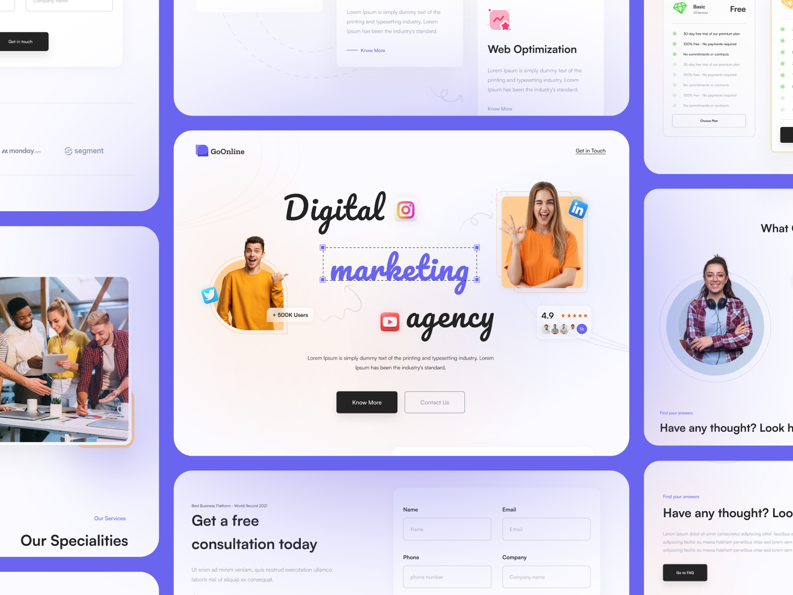 A Digital Marketing Landing Page Web UI 2d agency clean creative design digital marketing digital marketing agency figma landing page marketing marketing agency minimal ui ui design uiux ux vector web website design website ui